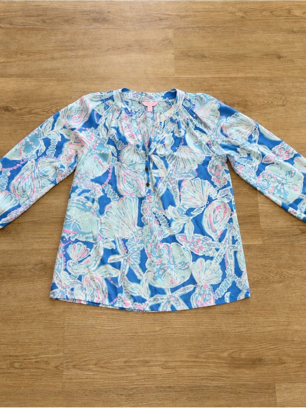 Lilly Pulitzer Blue Shell-Print Button-Front Tunic